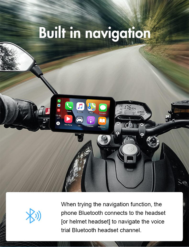 Wireless CarPlay Motorcycle Navigator 5-Inch Touch Screen for Driving and Navigation