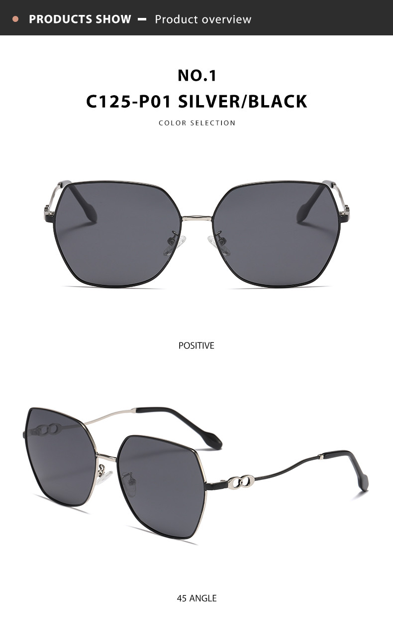 Hollow Gradient Color Metal Frame Sunglasses Polarized For Women