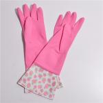 Pink Durable Houseohld Extra Long Sleeve Rubber Gloves For Dishwaashing