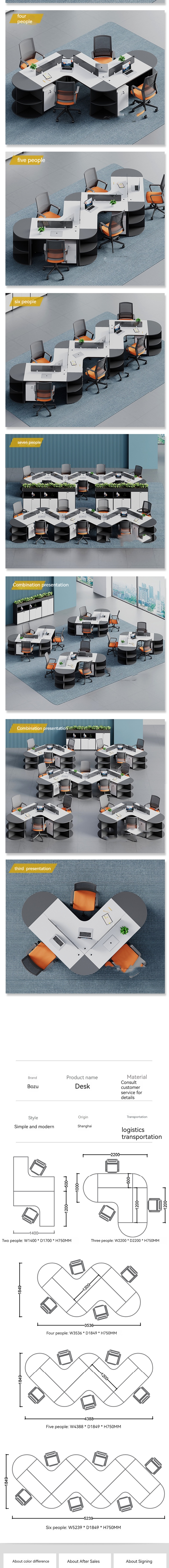 Modern Commercial Office Furniture Customizable Modular Cubicle Partition Workstation