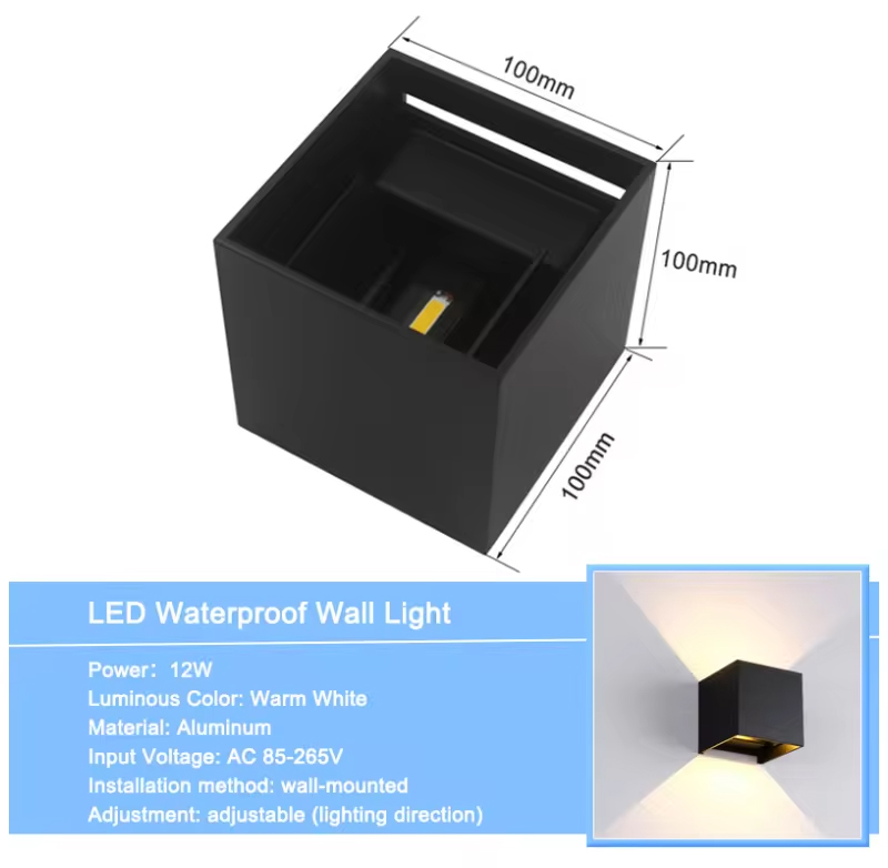Color Rendering Index Ra 80 Modern Outdoor Wall Light LED Waterproof IP65 Up Down Light