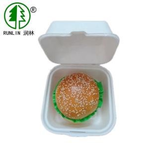 Quality Unbleached natural plant fiber white sugarcane pulp hamburger box wholesale