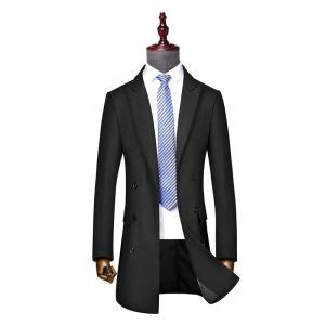 Quality Business Casual Double-Breasted Men's Woolen Coat in Standard Thickness Canvas Fabric wholesale