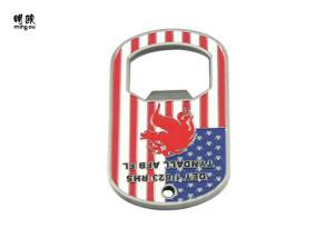Quality Metal Dog Tag Hand Held Beer Bottle Opener Custom Us Style , Silver Color Plating wholesale