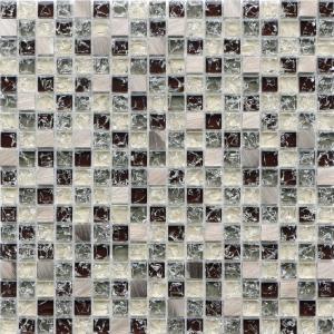 Quality Brown crack crystal glass mix metal mosaic tile for walls decoration wholesale