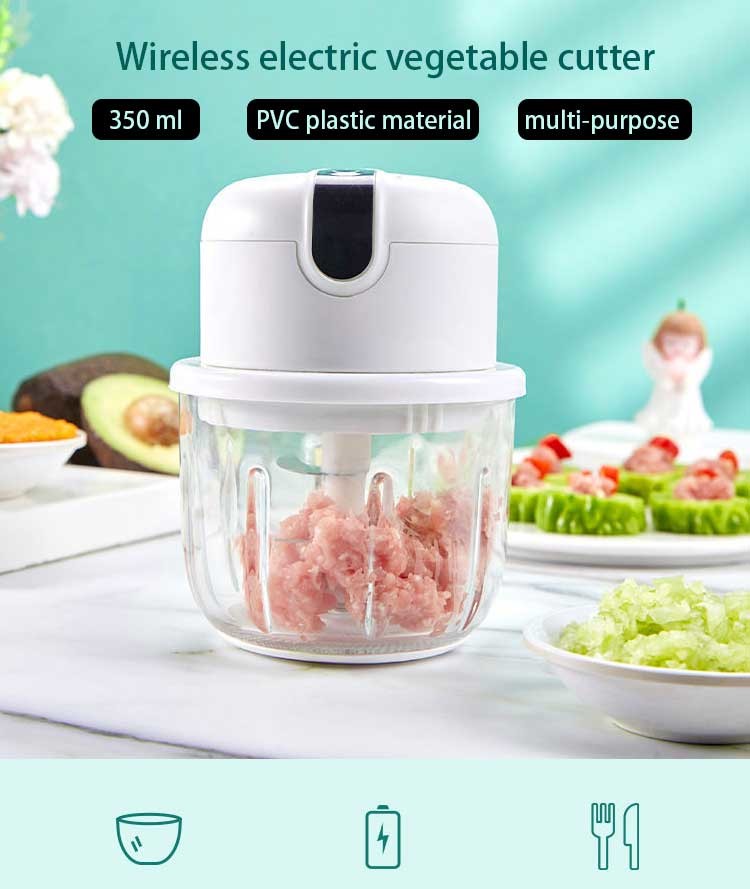 Portable Food Chopper Grade Electric Mini Garlic Chopper With USB Charging