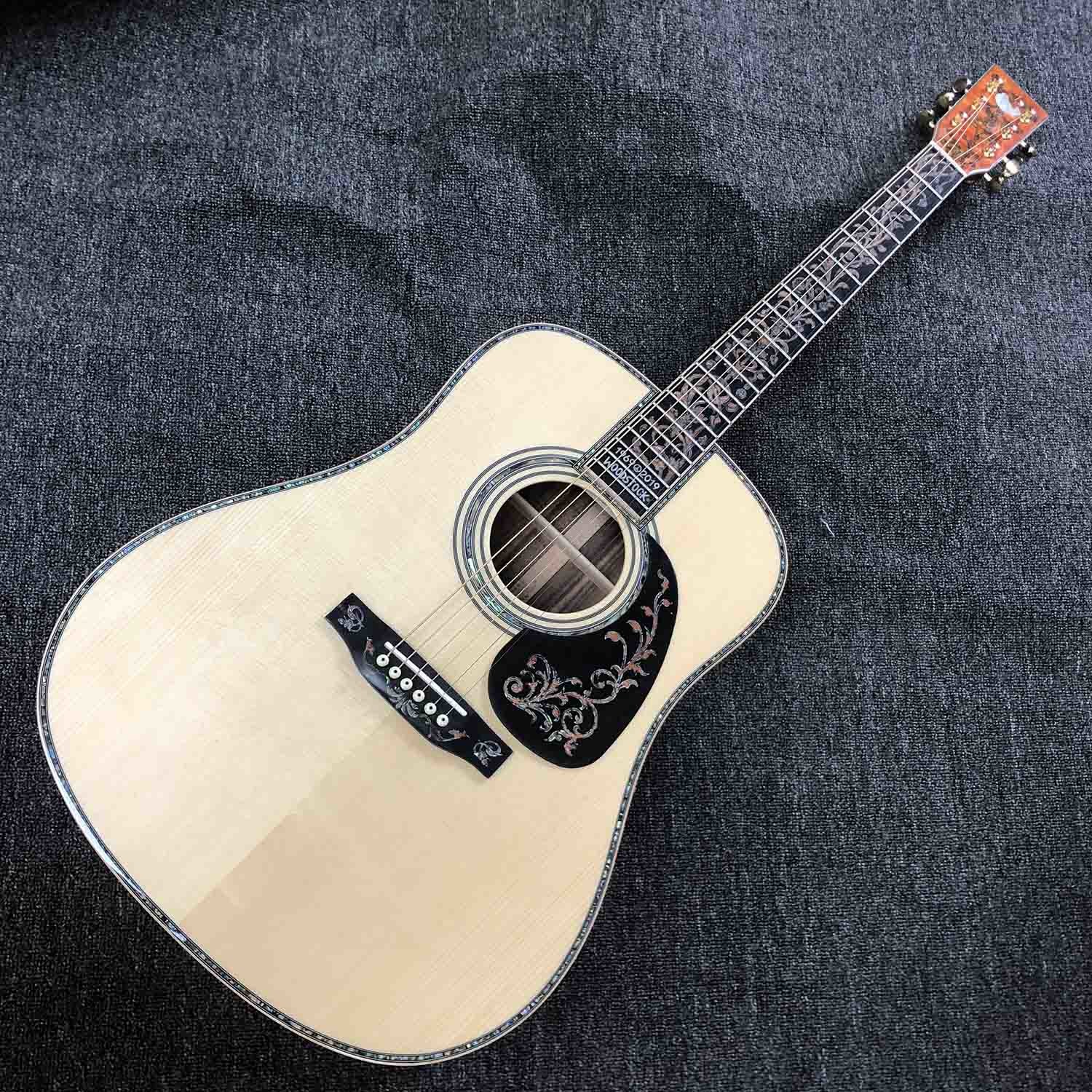 Custom Grand GD45md Madagascar Acoustic Guitar Solid Europe KOA Back Side Maple Top and Binding One Pcs Mahogany Neck LR