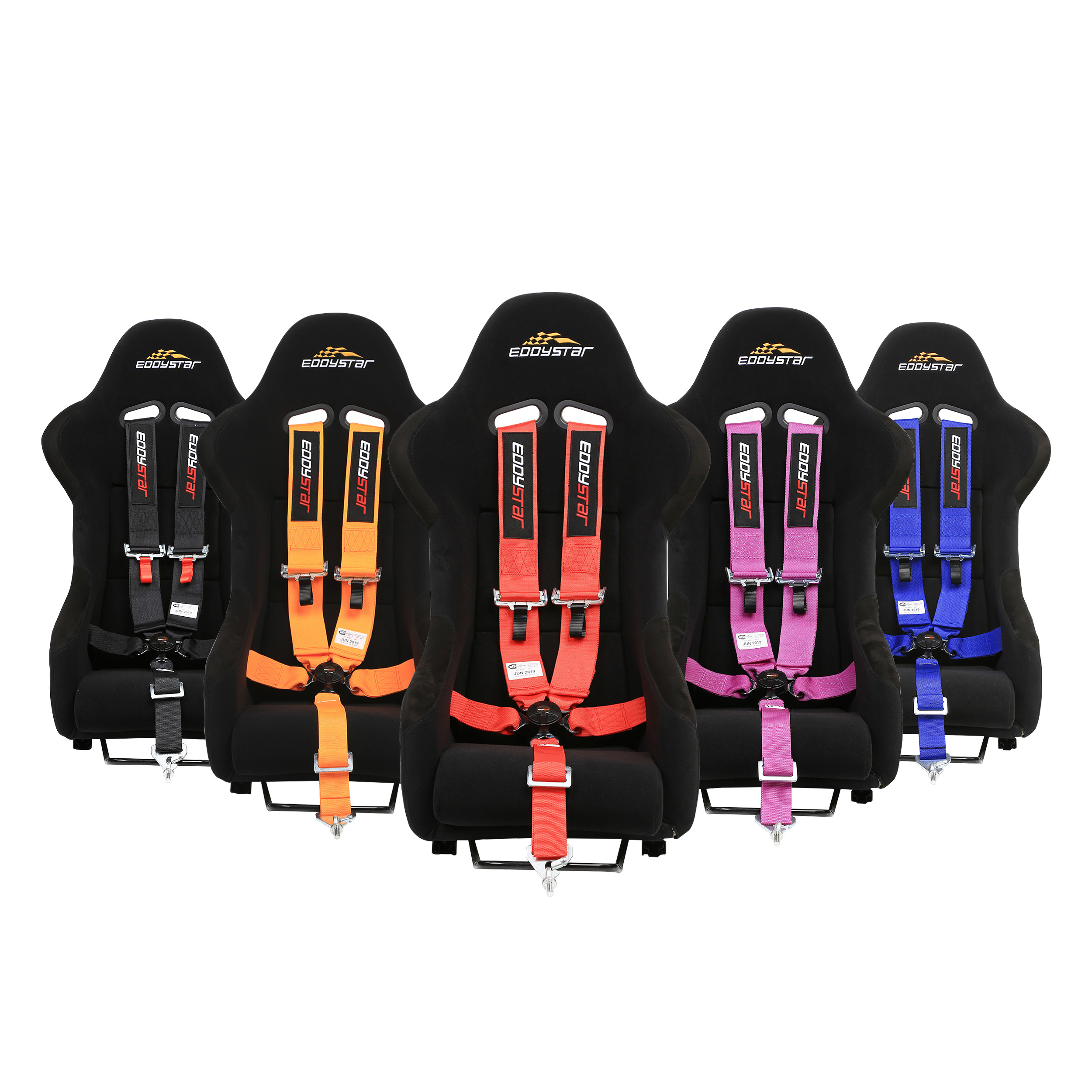 EDDYSTAR Nylon Five Point Seat Belt Black Color Five Point Racing Harness