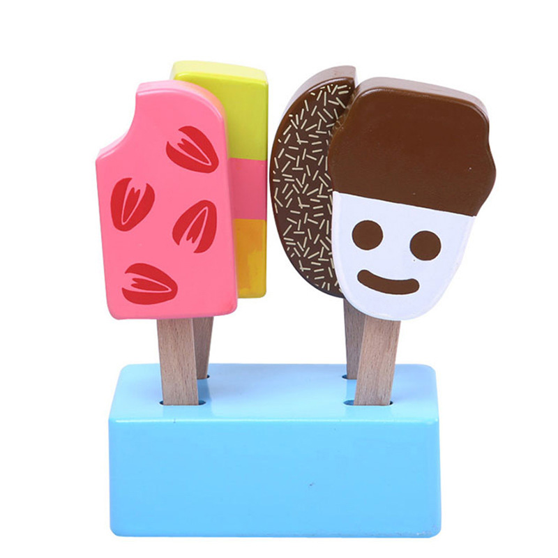 Printed 1pc Wooden Ice Cream Toys For Preschool Girl Boy Toys