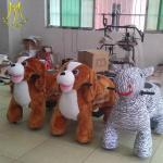 Hansel stuff toy steel frame rideable plush electrical animal toy car for family