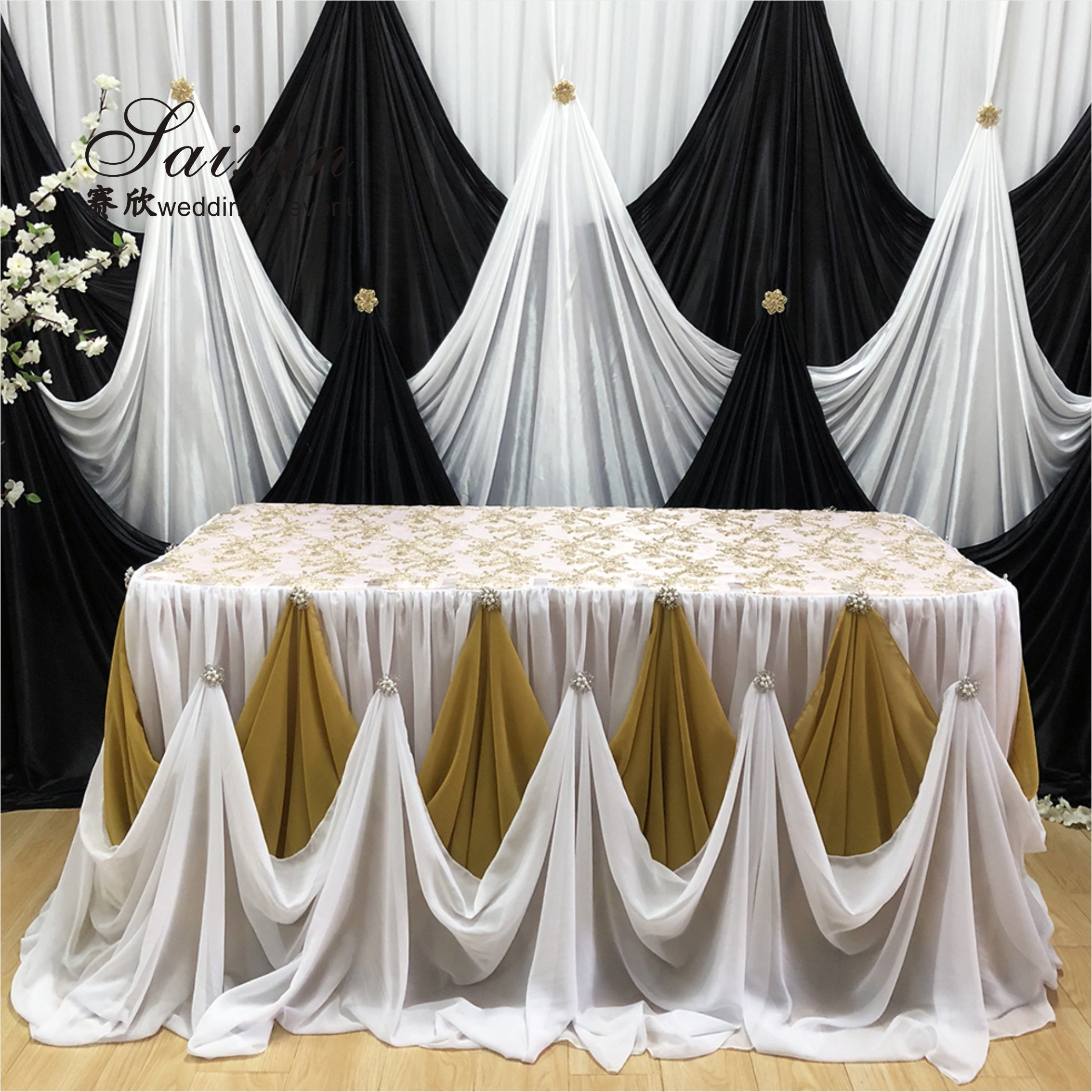 SX-388 Wholesale drape cloth curtains valance for wedding stage backdrop