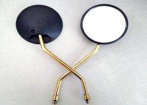 Quality High Performance Round Black Motorcycle Mirrors With Gold Plated Rod wholesale