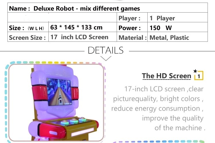 Amusement Park Kids Arcade Machine Robot Delux Simulator Racing / Shooting / Fishing Video Arcade Game Machine