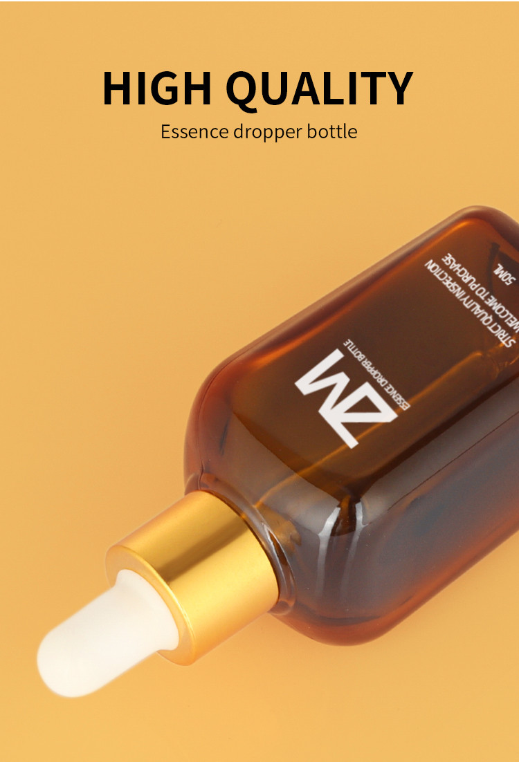 Customize Refillable Hair Oil Dropper Bottle Square Glass Material 50ml