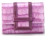 Crocodile-embossed Leather Purple Woman Credit Card Holders Wallets