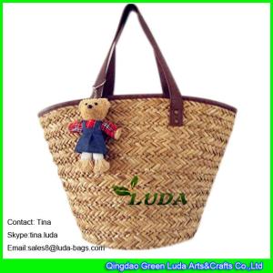 Quality LUDA handmade shopping bag top leather deco seagrass straw beach bags wholesale