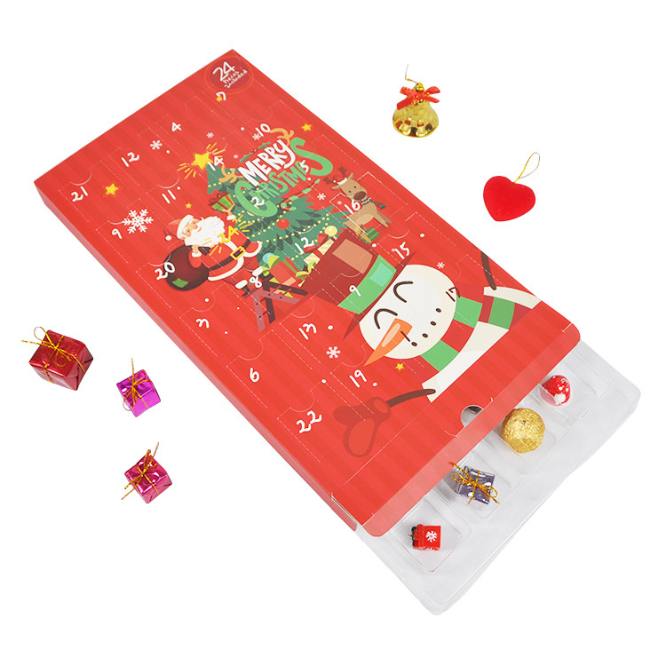 Rectangular Cardboard Packaging Box Christmas Advent Calendar Glossy Lamination