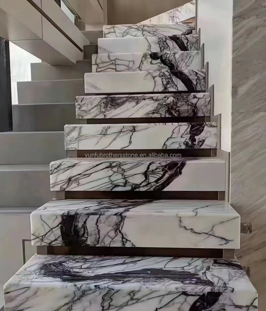 Modern Design Indoor Stair Step Riser Polished Natural Stone Material for Indoor