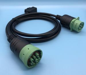 Quality Green Deutsch 9-Pin J1939 Female to Right Angle OBD2 OBDII Female and J1939 Male Splitter Y Cable wholesale