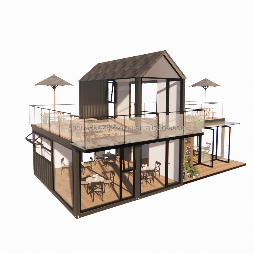 20FT 40FT Modern Simple Hotel 4 Bedrooms 1 Garage Prefab House Container Villa House Apex Roof Quick Assembled