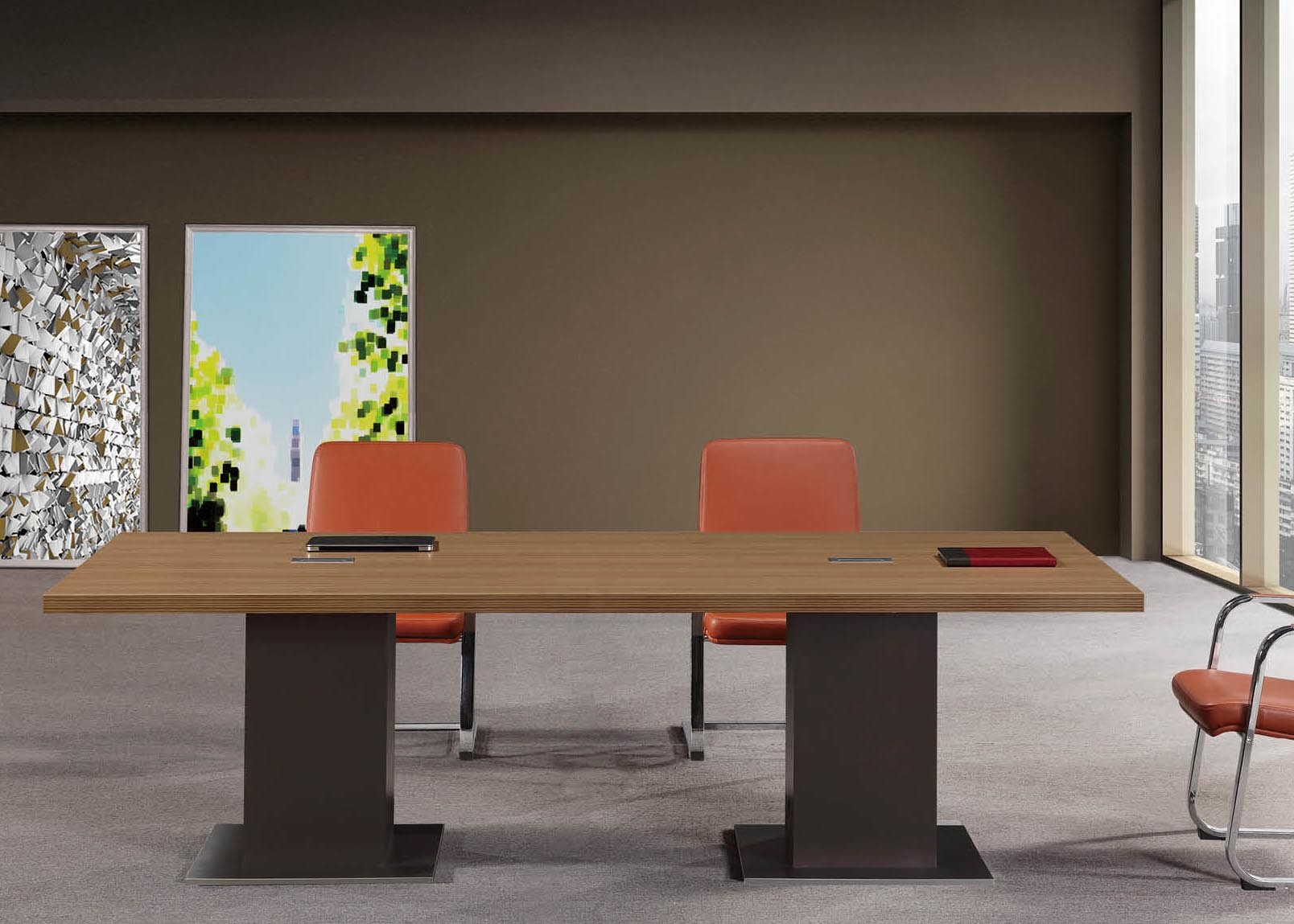 2.4m Modern Conference Room Tables Melamine Faced Chipboard Office Furniture
