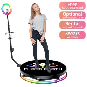 Quality 80-120CM Rotating Stand Square LED Ring Photo Booth with Strong Metal Tempered Glass wholesale
