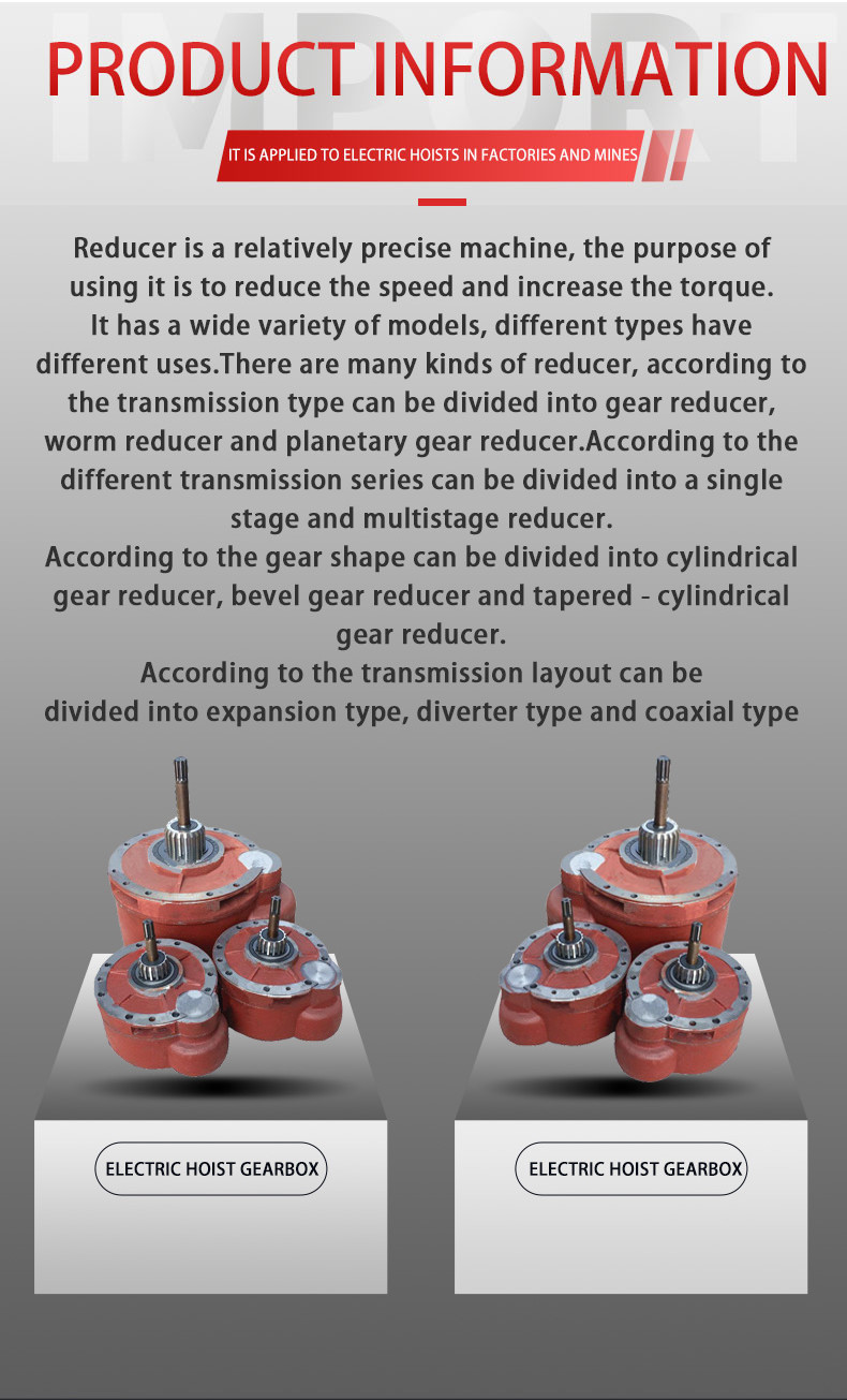 Long Service Life Wire Rope Electric Motor 0.8kw Planetary Reducer Gearbox 1380rpm