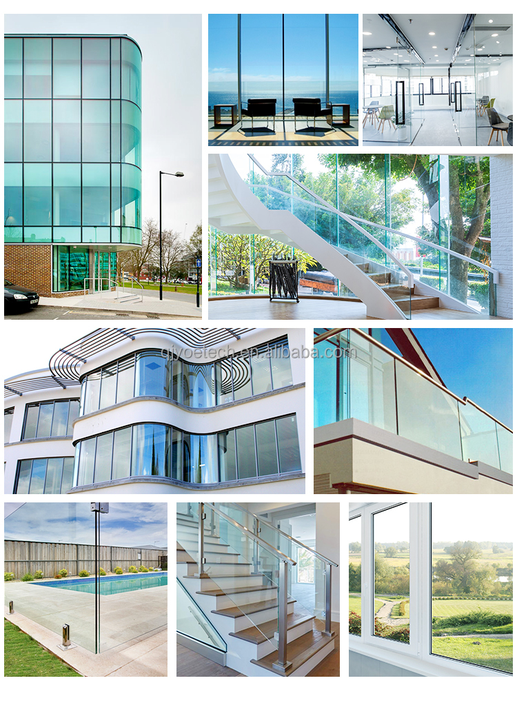 QJY20240308-01 Clear Tinted Float Curved Toughened Glass Fine Edge
