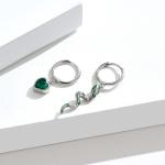 2.1x0.7cm 2.3g Sterling Silver Heart Shaped Earrings Crystal Snake Hoop Earring