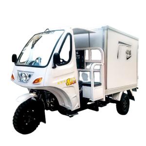 Quality 300cc Water Cooled Semi Cabin Tricycle with Closed Cargo Box for Fresh Food Transport wholesale