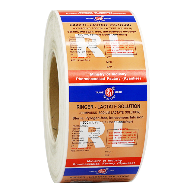 40mm Patterned Vinyl Sticker Roll Pharmaceutical Colorful Adhesive Label