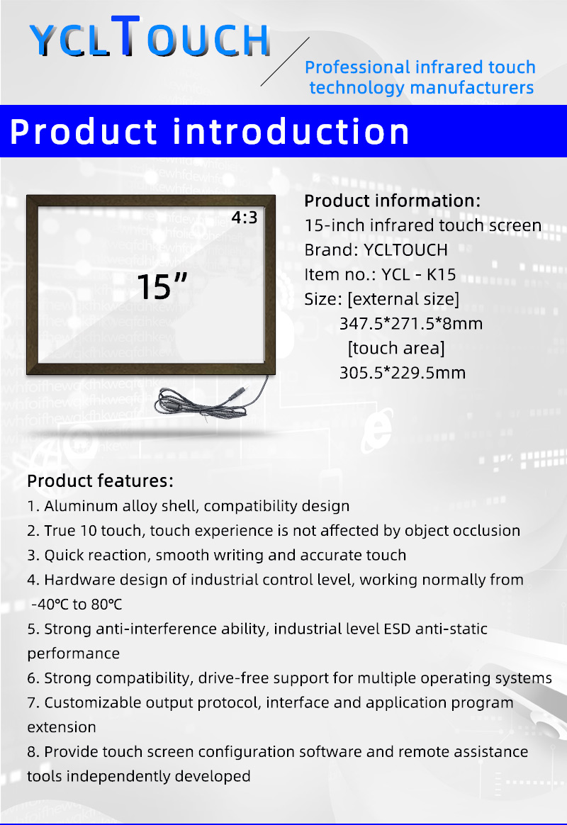Business 10 Points Touch Screen Panel Overlay Aluminum Material