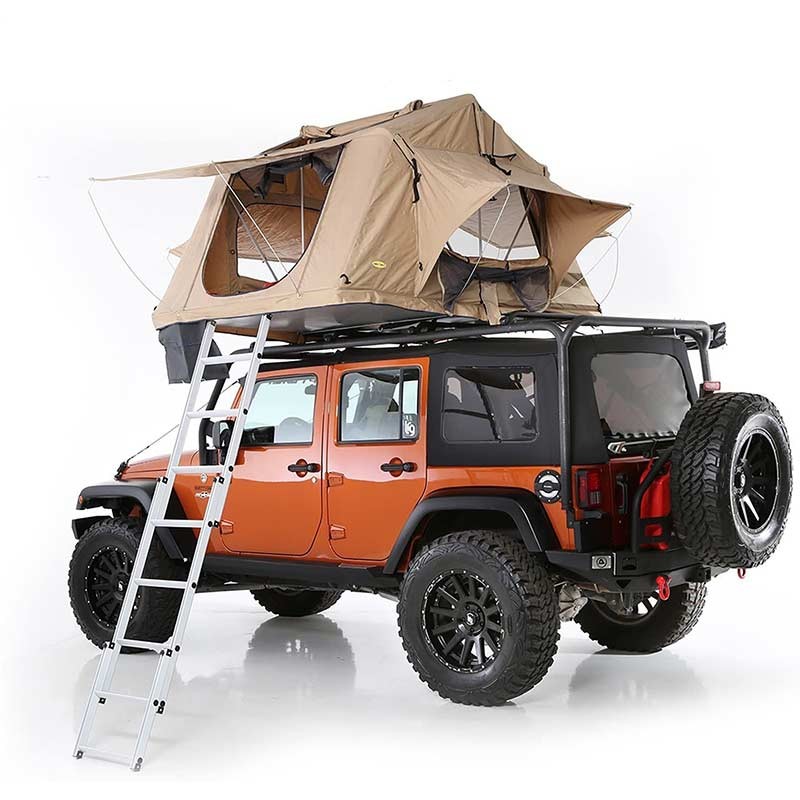 Soft Retractable Car Camping Roof Top Tent With Aluminum Ladder Mattress