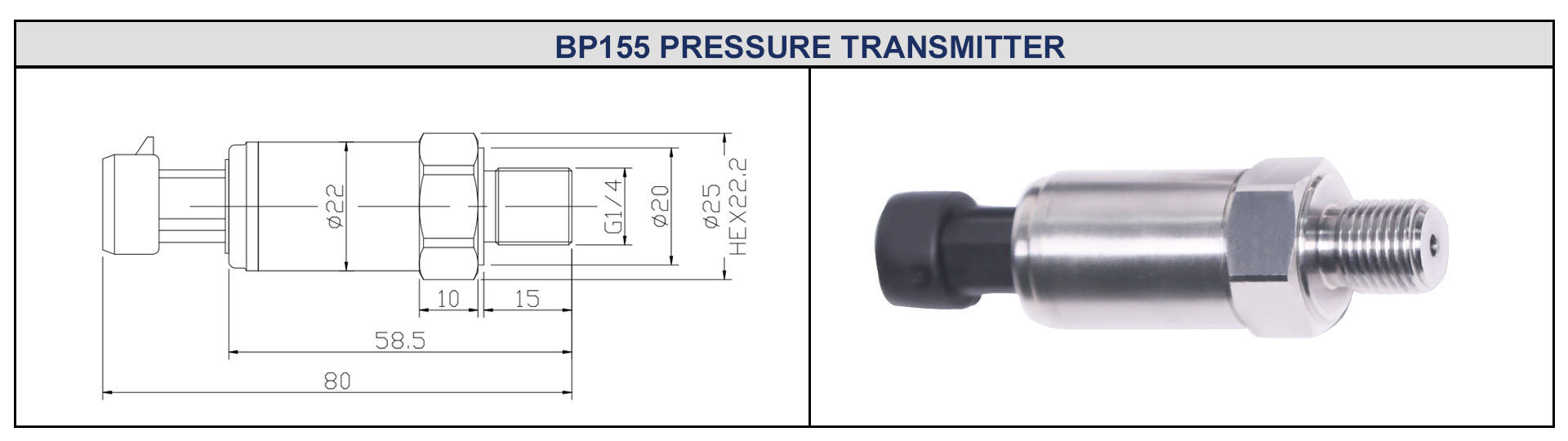 4-20mA Industrial Pressure Sensor Stainless Steel Air Oil Pressure Sensor Hydraulic System