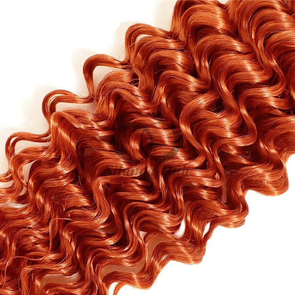 Ginger Orange Deep Wave Remy Human Hair Bundles Sew In Weave Bundles Brazilian Bundle Deals