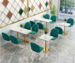 Metal Restaurant Dining Table And Chairs Velvet 90cm Fresh Fast Food Booth