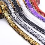 Luxury Shiny PET PVC Elastic Sequin Ribbon Trim 2.5cm
