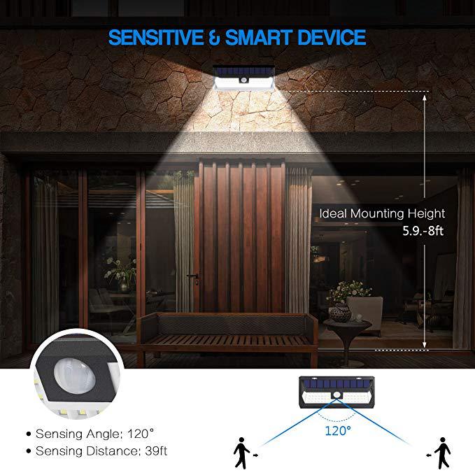 Solar Lights Outdoor, 62 LED Super Bright Motion Sensor Wall Lights, Wireless Garden Security Lights