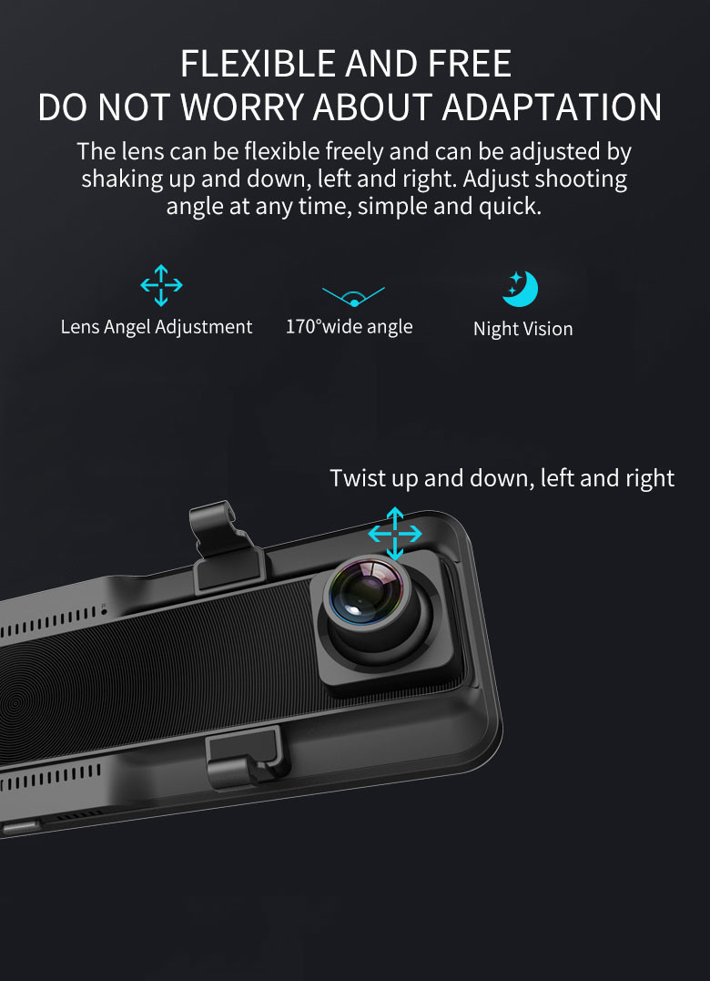 IPS LCD 4K Dash Camera 10.88" Rear View Mirror Full HD 1080P Car Dvr Auto