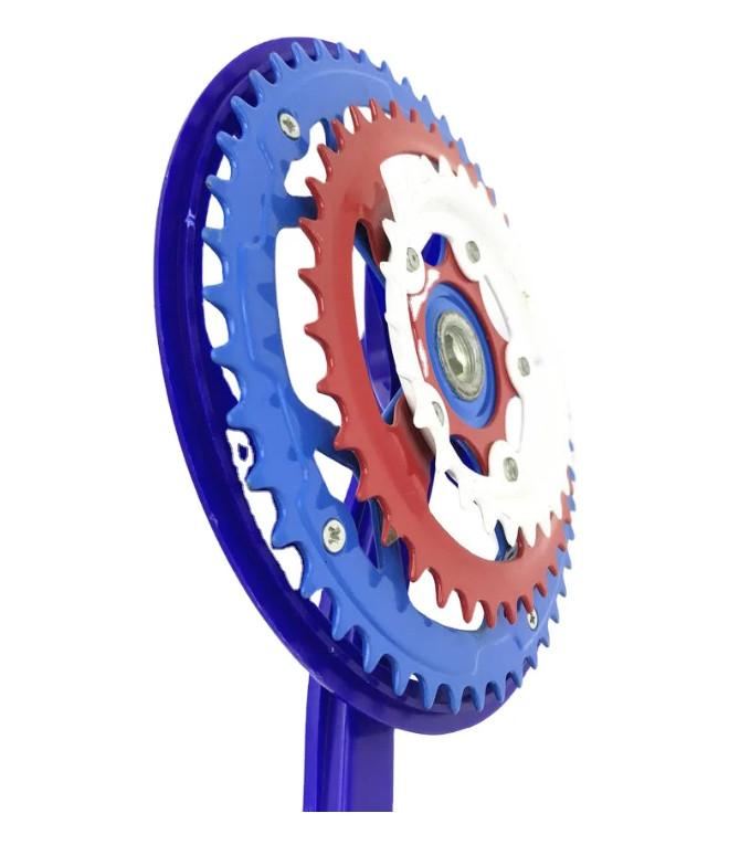 Blue color Mountain Bicycle chain wheel and crank 28 38 48 T 165 MM.