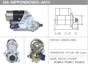 Quality S6D102 10T*39 Komatsu Starter Motor PC200-6 PC200-7 PC220-6 wholesale