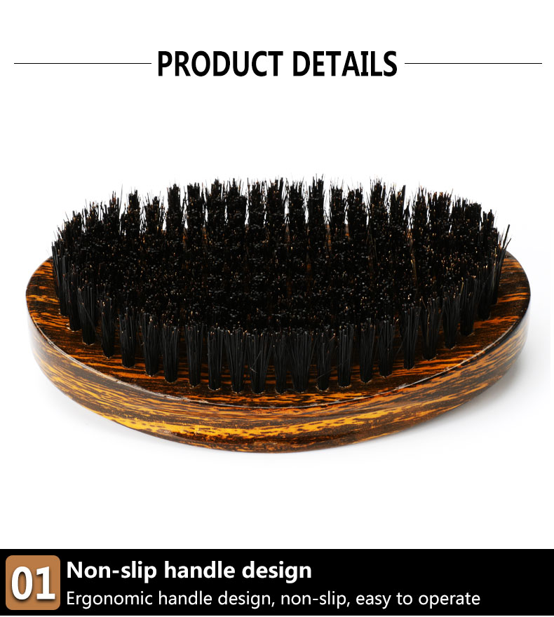 Abeis 360 Wave Brush Customize Woodgrain Color Medium Boar Mixed Nylon Bristle