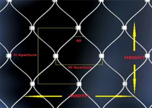China Durable Decorative Cable Mesh Netting Fabric Stainless Steel 60 Degree Angle on sale