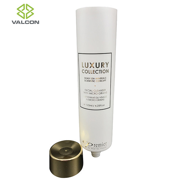 35 MM Diameter Empty Plastic Squeeze Tubes Gold UV Cap For Facial Cleanser
