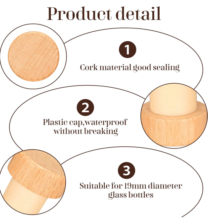 Bottle Stopper T Shaped Wine Cork Reusable Wooden Cord Lid Rubber Screw Cap Glass Lid