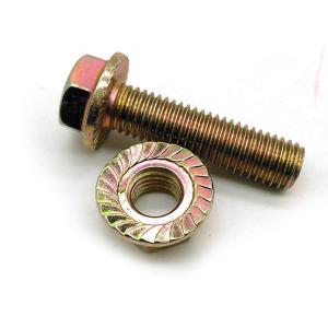 Quality DIN6921 Serrated M16 Class 12.9 Flanged Hex Head Bolt Yellow Zinc Plated wholesale