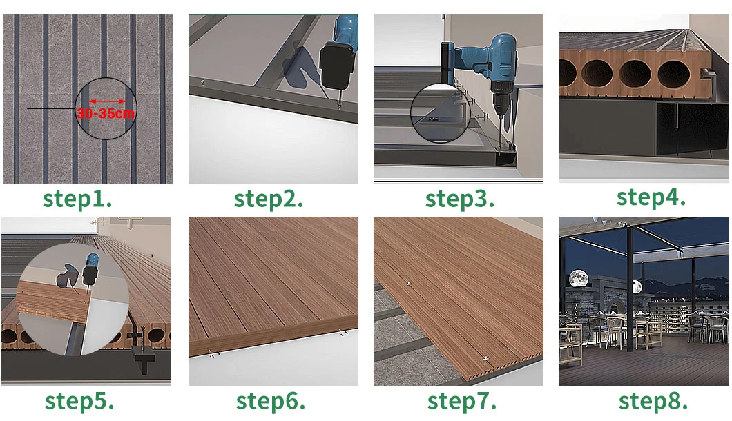 Custom Interlock Outdoor WPC Decking Board Above 18mm Thickness with Wood Grain Surface