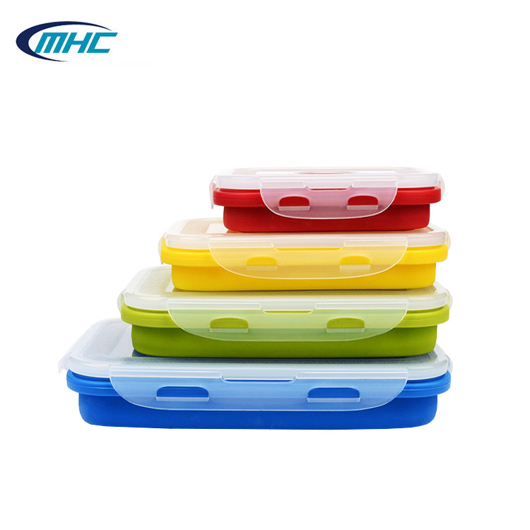 Reusable Silicone Collapsible Lunch Box Customized Food Storage Silicone Container