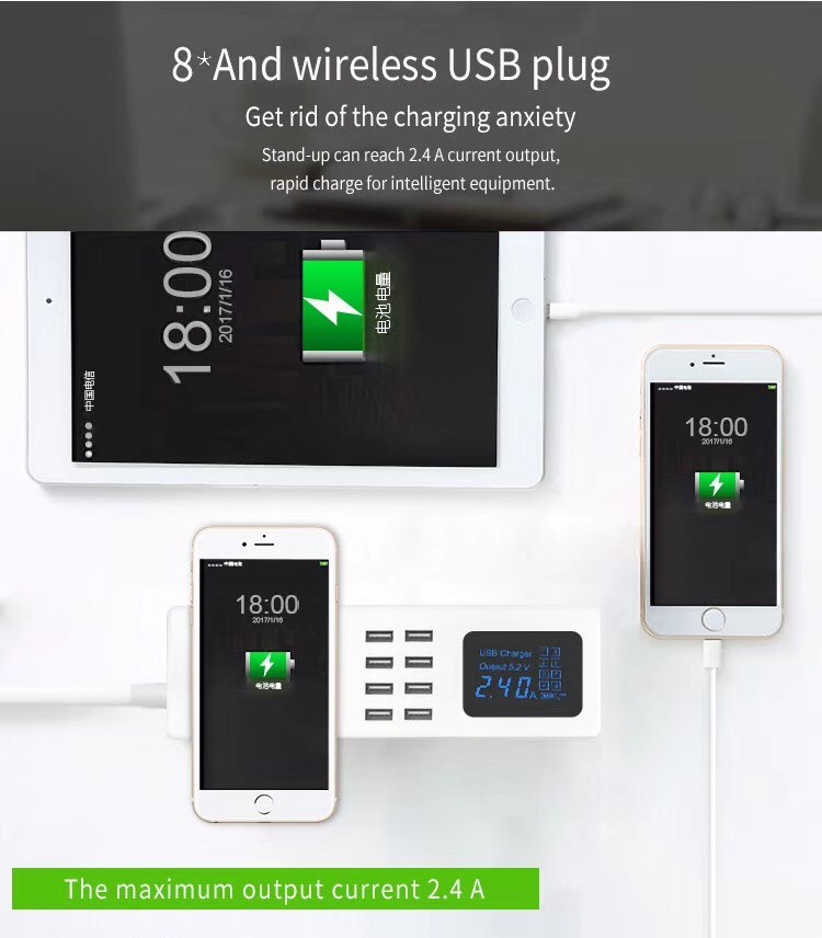 WIRELESS CHARGING USB SOCKET Qi Wireless Charger Charging Pad Universal USB Charger 8 Ports USB Socket for Smart Phone