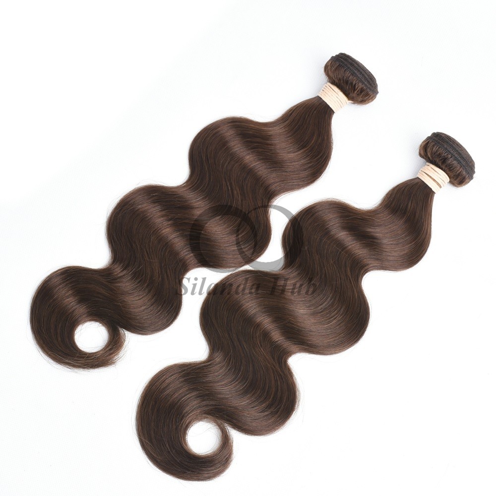 #4 Medium Brown Body Wave Remy Human Hair Bundles Sew In Weave Bundles Brazilian Bundle Deals